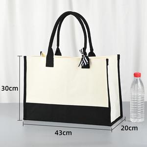 Túi tote vải cotton nhiều màu sắc, có thể tái sử dụng, in logo tùy chỉnh, túi mua sắm bằng vải canvas dành cho nữ, túi xách thân thiện với môi trường - Product Image 4