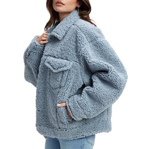 Veste d'hiver en polaire épaisse personnalisée grande taille pour femmes, veste oversize à épaules tombantes, veste de camionneur en peluche, manteau Sherpa pour femmes, vêtements d'extérieur - Product Image 3