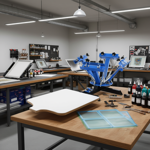 Prensa de serigrafía de 1 estación y 4 colores, 450x550 mm, cama plana, operación manual, para uso comercial, modelo D0100HAD9UW - Product Image 2