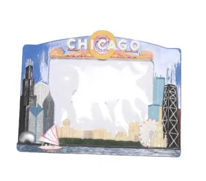 Resin Professional Design Large Size Digital Chicago Souvenir Photo Frame For Desktop Home Decor