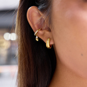 <b>Clip</b>-on Earrings Gold Plated Zircon Marquise Pendant Party Jewelry Geometric Design - Product Image 3