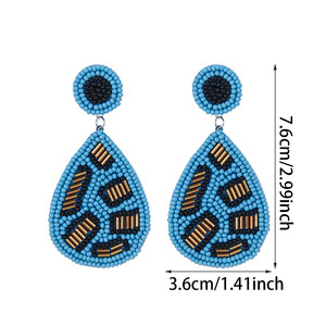 ต่างหูลูกปัดรูปหยดน้ำสุดสร้างสรรค์แบบย้อนยุคของ1817ยูนิเน็นต่างหูลูกปัดลายเสือดาวสำหรับผู้หญิงทันสมัยทำจากทองเหลือง - Product Image 4