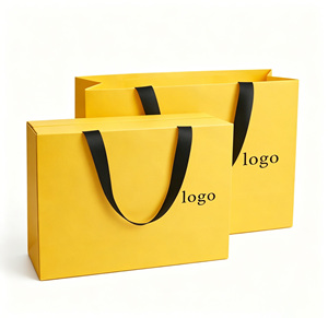 Custom Blue Paper Shopping <b>Bags</b> With Black Handles Offset Printing Recyclable Art Paper Business Gift Packaging - Product Image 2