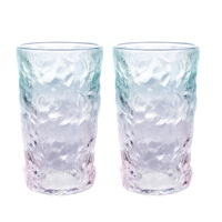 Gobelet en verre givré électroplaqué irisé à motif glacier, sans poignée ni couvercle, idéal pour l'été, pour jus, café, bar à domicile
