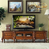 Meuble TV et table basse en bois massif de style rétro américain et européen, combinaison de rangement pour salon, petite maison, villa