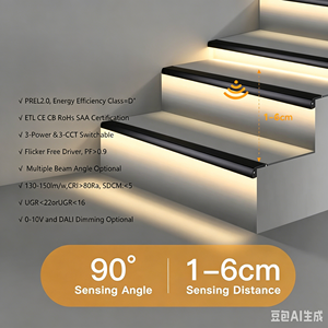 Profilo in Alluminio Nero con LED per Gradini, Illuminazione Antiscivolo per Hotel, Teatri, Cinema e Scale - Product Image 2