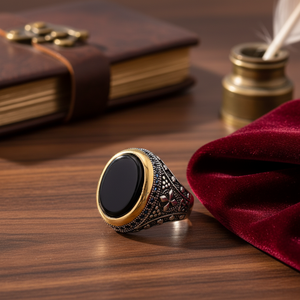 Oval Onyx Stone Black Zircon Stone Eye Design Ottoman <b>Men's</b> <b>Ring</b> Turkish Handmade Wholesale Authentic <b>Silver</b> <b>Men</b> <b>Ring</b> - Product Image 3