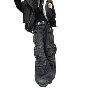 Pantalones Vaqueros de Trabajo de Diseño Exclusivo con Múltiples Bolsillos y Estilo Americano de Industria Pesada 2025, Pantalones Casuales Versátiles con Corte Acampanado para Mujer - Product Image 2