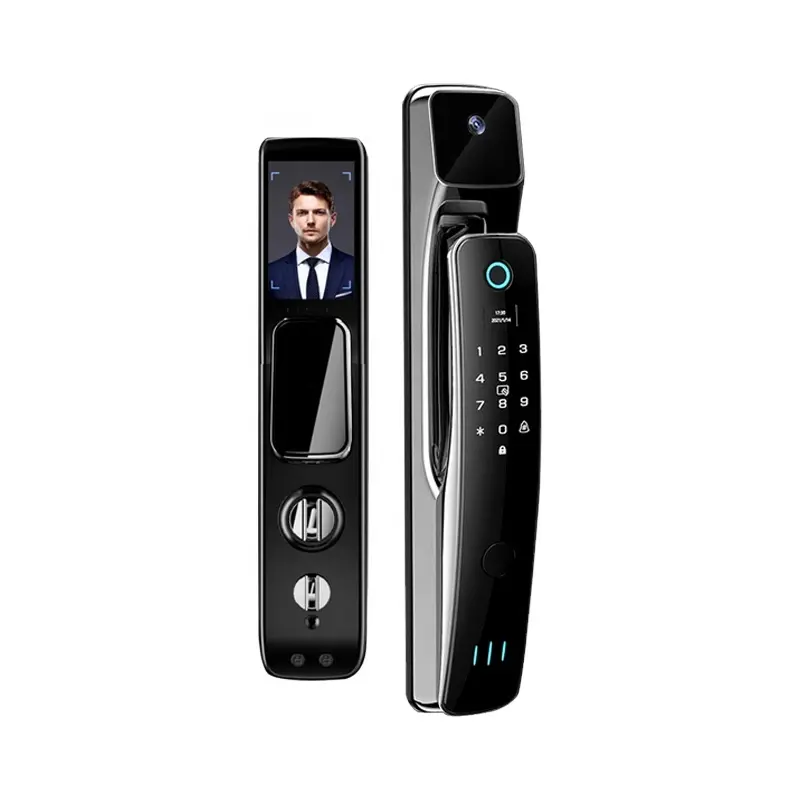 Дверной смарт-замок с камерой, биометрический, со сканером отпечатка пальца, дистанционным управлением через приложение, цифровым паролем, электронным сканером отпечатка пальца