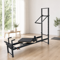 Reformer Pilates Demi-Tour en Acier Carbone avec Chariot Rotatif à 360 Degrés, Cadre Robuste, Équipement de Fitness Multifonctionnel