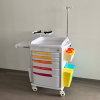 Chariot médical d'urgence moderne à roulettes, chariot d'hôpital en alliage d'aluminium, station de rangement multi-tiroirs pour clinique