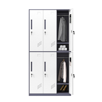 Armoire métallique à bord étroit, 6 portes, serrure électronique, portes à fermeture automatique, chambre d'enfant, matériau en acier, rangement pour vêtements d'enfants