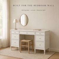 Bureau d'ordinateur en bois massif blanc, design traditionnel moderne, écologique, durable, pieds coniques tournés pour la maison, le bureau, la chambre