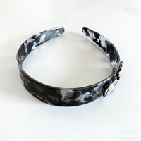 Serre-tête large en acétate Fanxing avec décor floral perlé, élégant bandeau floral pour cheveux, accessoires de mode quotidiens pour femmes, vente en gros
