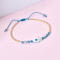 Bracelets d'amitié perlés en pierre naturelle, coquillage, œil porte-bonheur et main de Fatma, pour enfants, mignons, délicats, minimalistes, cadeau d'anniversaire
