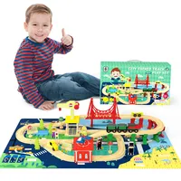 Set di binari in legno giocattolo giocattoli creativi giocattoli educativi per bambini la pista in legno può essere abbinata