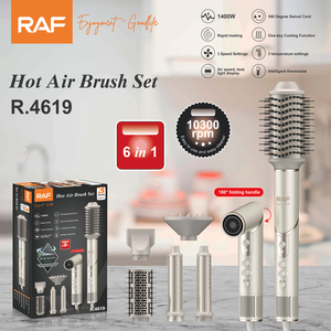 ชุดแปรงลมร้อน RAF R.4619 1400W 6 in 1 ความเร็ว 10300 รอบต่อนาที ด้ามจับพับได้ 3 ระดับความเร็ว 3 ระดับความร้อน พร้อมปุ่มลมเย็น สำหรับเป่าผมและจัดแต่งทรงผม - Product Image 2