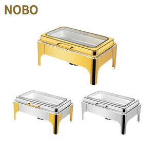 Set di Chafing Dish Dorati da 9L con Scomparti Interni, Set per Catering, Servizio Buffet per Matrimoni, Acciaio Inossidabile, per Hotel - Product Image 3