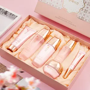 Private Label Snowdrop 6-piece Skincare Set Gift Box Pink Korean Cosmetics Moisturizing Anti-aging Skin Care Set