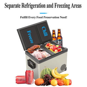 ثلاجة سيارة صغيرة 12 فولت 24 فولت مع مقبض، تعمل بالضاغط للتبريد، ثلاجة صغيرة ومجمد، بسعة 35 لتر و45 لتر و55 لتر، مع مناطق تبريد مزدوجة - Product Image 3