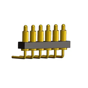 Muestra gratis 6 pines 2,54mm paso 8,0mm ángulo recto alta corriente Pogo Pin conector