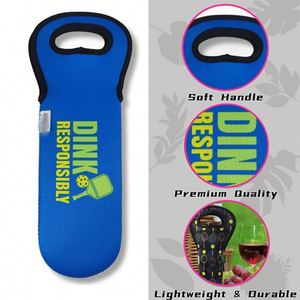 Housse de bouteille de vin en néoprène personnalisée pour les événements de pickleball, impression d'images ou de textes vibrants sur le thème du pickleball - Product Image 3