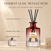 Diffuseur à bâtonnets en verre dégradé personnalisé, base métallique de luxe, parfum sûr et non toxique, marque privée OEM ODM