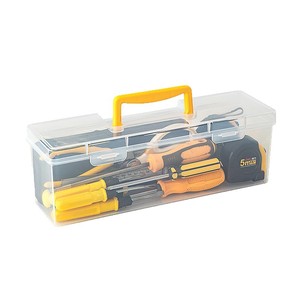 Caja de almacenamiento de herramientas transparente con asa y 6 compartimentos para herramientas y accesorios del hogar - Product Image 5