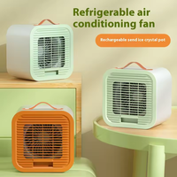 Ventilateur de bureau rafraîchissant à cristaux de glace, 1200 mAh, USB Type C, moteur sans balais rechargeable, portable pour le bureau et la maison, vert menthe, orange