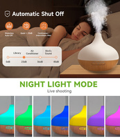 Diffuseur d'Huile Essentielle Ultrasonique à Arôme, Humidificateur de Pièce Portable Grain de Bois de 500ml pour Maison et Chambre