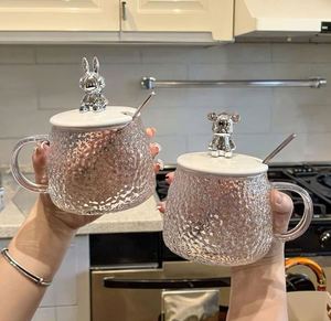 Jarra de Cerveza de Alta Calidad con Tapa de Rosca y Cuchara, Vidrio Resistente al Calor, Unisex, Color Sólido, Apta para Microondas y Lavavajillas, para Uso Doméstico - Product Image 5