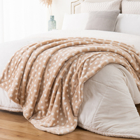 Couverture en peluche double couche à pois personnalisée OEM, fausse fourrure de lapin, couverture à pois pour canapé et chambre à coucher