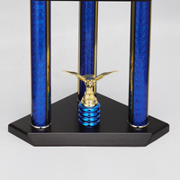 Trophée universel personnalisé à 3 colonnes en plastique grand format avec base en bois, style sportif, gravé et assemblable pour compétitions et événements