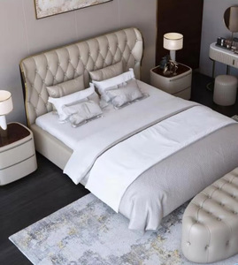 Meubles <span class=keywords><strong>de</strong></span> chambre à coucher modernes lits <span class=keywords><strong>de</strong></span> fantaisie queen <span class=keywords><strong>size</strong></span> en cuir microfibre <span class=keywords><strong>lit</strong></span> <span class=keywords><strong>king</strong></span> <span class=keywords><strong>size</strong></span> en cuir tufté avec boutons - Product Image 3