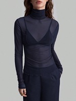 Offre Spéciale femmes voir à travers Blouse Sexy manches longues Transparent Mesh Tops