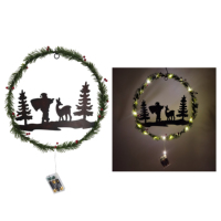 Guirlande métallique LED d'automne avec effeuilleur et chameau, décoration de porte pour la récolte de Thanksgiving