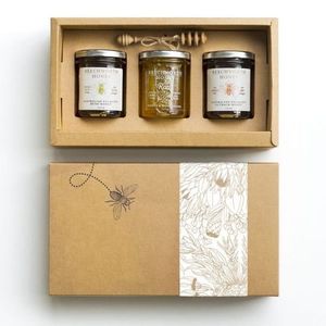 Caja de regalo de cartón rígido de lujo con revestimiento UV de lámina y logotipo personalizado en relieve para tarro/botella de embalaje miel de lujo - Product Image 3