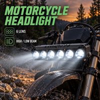 Phare de moto HSSH 30W à 6 lentilles LED, DC 12-80V, faisceau haut et bas, en aluminium, pour remplacement de phare avant de moto