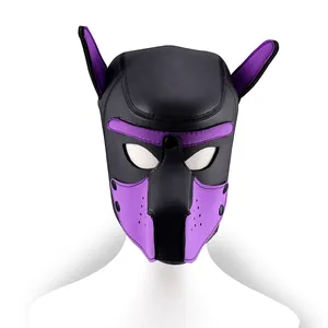 Sex Leather Cosplay Head Cover Puppy Role Play SM Sexy Women Rubber Helmet Soft Interest Latex Dog Necklace Collar Suit