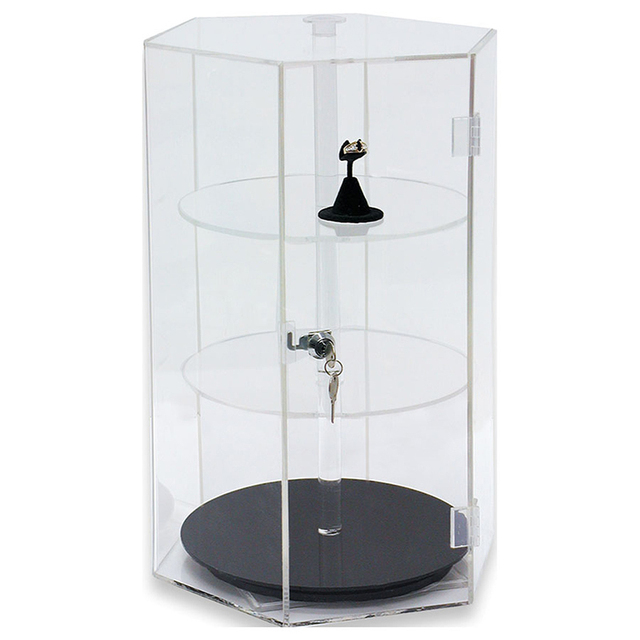 Professional  Rotating Acrylic Hexagon  Display Showcase with Low Price