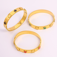 Gran oferta, recién llegados, pulsera de cadena de trébol de cinco hojas de flores coloridas chapadas en oro para mujer, regalo de joyería de moda