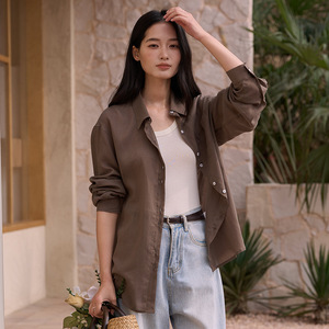 <span class=keywords><strong>Camicia</strong></span> Cardigan da <span class=keywords><strong>Donna</strong></span> Primavera/Estate in Lyocell e <span class=keywords><strong>Lino</strong></span>, Tinta Unita, con Tasche, Comoda e Delicata sulla Pelle, con Bottoni - Product Image 1