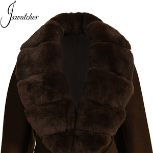 Nuevo Abrigo de Lana y Cachemira para Mujer de Invierno con Cuello y Puños de Piel de Zorro Real Cosidos a Mano en Color Personalizado, Popular y de Tendencia al por Mayor - Product Image 3