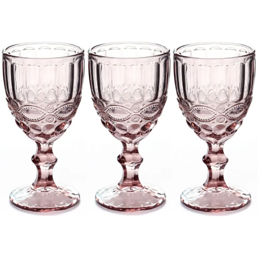 Wholesale Wedding Decorative Blue Purple Wine Goblet Vintage Pressed Glass Goblets
