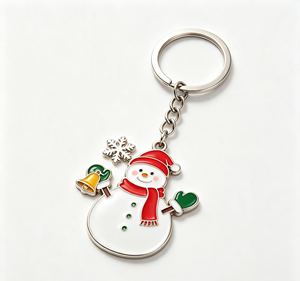 Porte-clés en métal personnalisé pour Noël, bonhomme de neige en alliage de zinc émaillé, souvenir de vacances, cadeau - Product Image 2