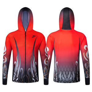 Chemises de pêche à manches longues à séchage rapide avec protection UV, impression de logo personnalisée, sublimation, sweat-shirt rouge, vente en gros à bas prix - Product Image 2