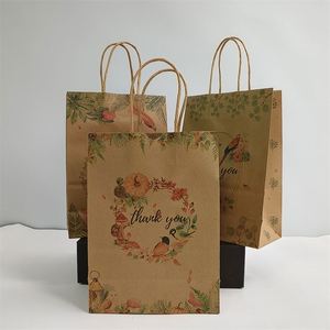 KUAIMA Thank You Kraft <b>Paper</b> Wedding Gift Bags for Guest 11cm Small Business Packaging <b>Paper</b> Bag Flower Printed <b>Pattern</b> - Product Image 3