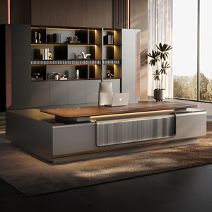 Italian high-end boss's office <strong>desk</strong>, simple, modern, light luxury, senior CEO's office, <strong>large</strong> <strong>desk</strong> - Product Image 1