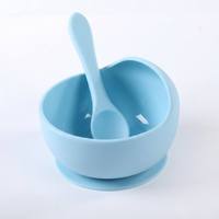 Ensemble de vaisselle pour tout-petits en silicone de qualité alimentaire Meitai avec cuillère à large ouverture et base à ventouse 0+ pour le petit-déjeuner, les fruits et les collations des enfants, portable