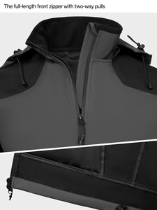 Men's Tactical Softshell <strong>Jacket</strong> Waterproof Windproof <strong>Fleece</strong> <strong>Lined</strong> Removable Hood Outdoor Hiking <strong>Jacket</strong> OEM - Product Image 4